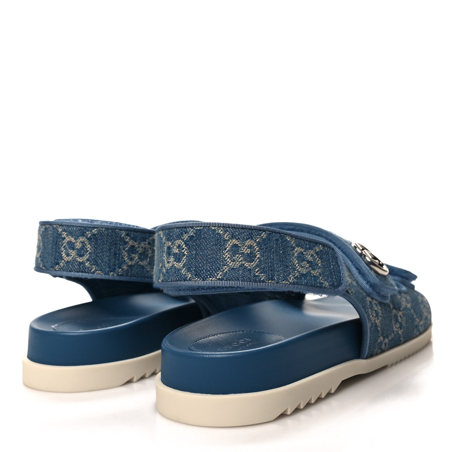 Gucci Monogram Denim Double G Womens Dad Sandals 39 Light Blue 4 of 9