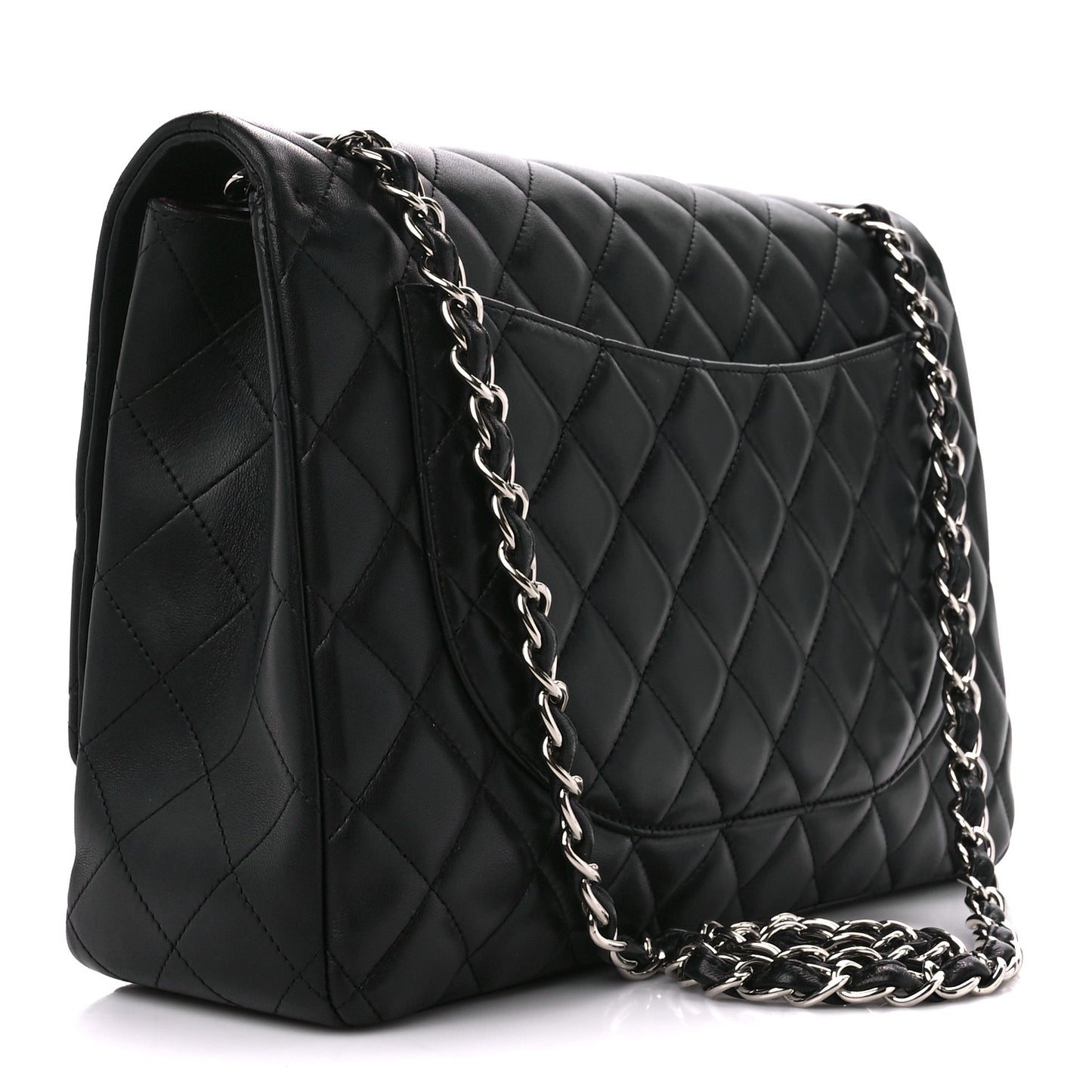 Lambskin Quilted Maxi Single Flap Black