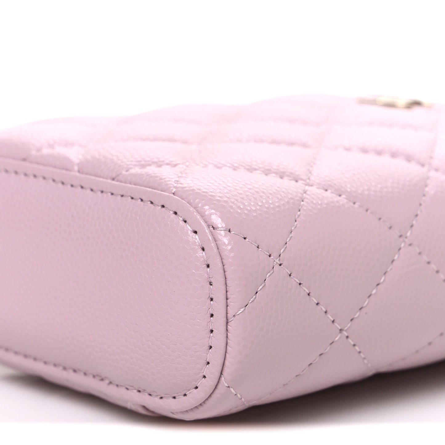 Caviar Quilted Small Vertical Coco Beauty Vanity Case With Chain Light Pink