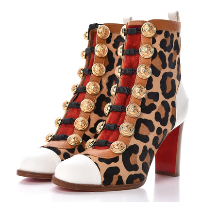 Christian Louboutin Calf Hair Leopard Print Who Dances 85 Ankle Boots 39 Gold Fauve 3 of 9