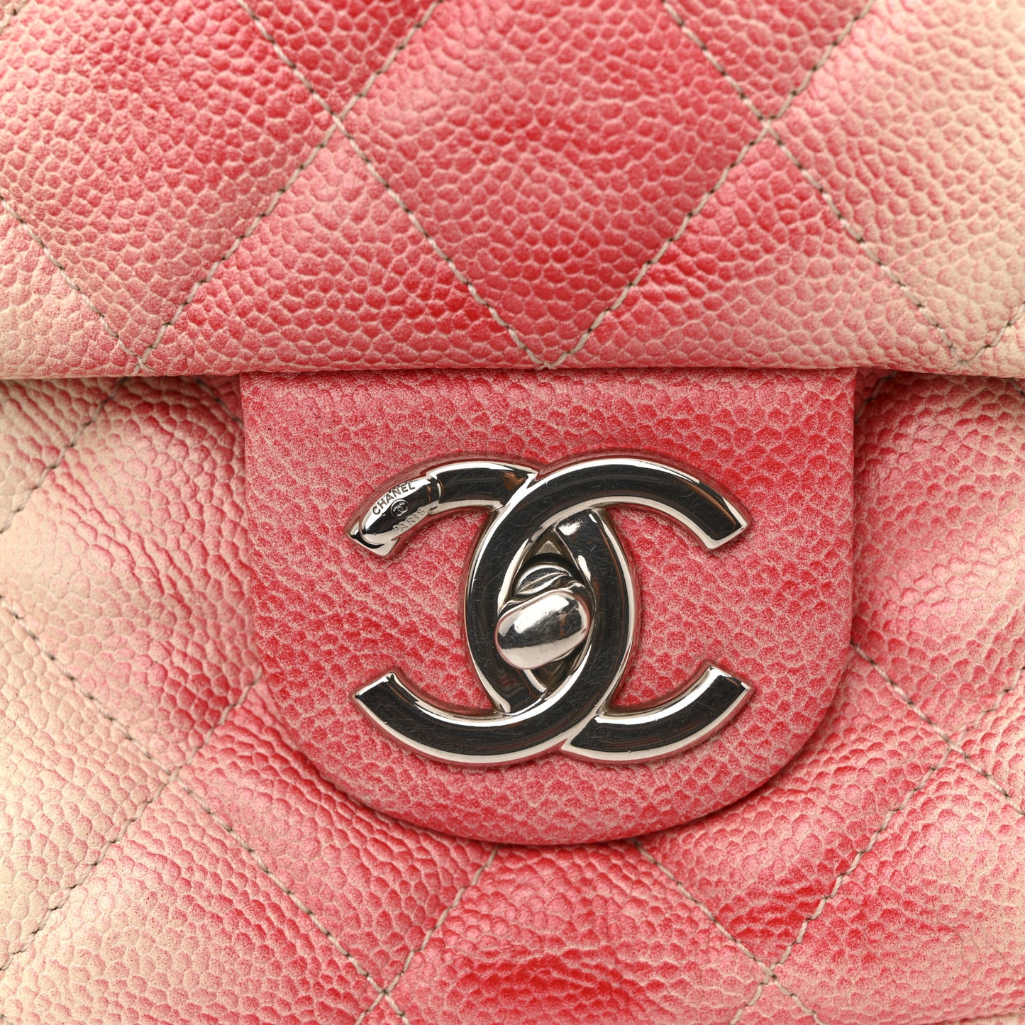 Caviar Quilted Ombre Jumbo Single Flap White Rose Pink