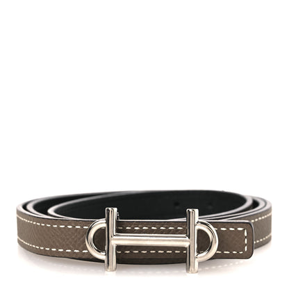 Hermes Swift Epsom 13mm Gamma Belt 75 30 Black Etoupe 1 of 5