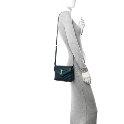 Saint Laurent Calfskin Y Quilted Monogram Toy Loulou Satchel Dark Turquoise 2 of 11