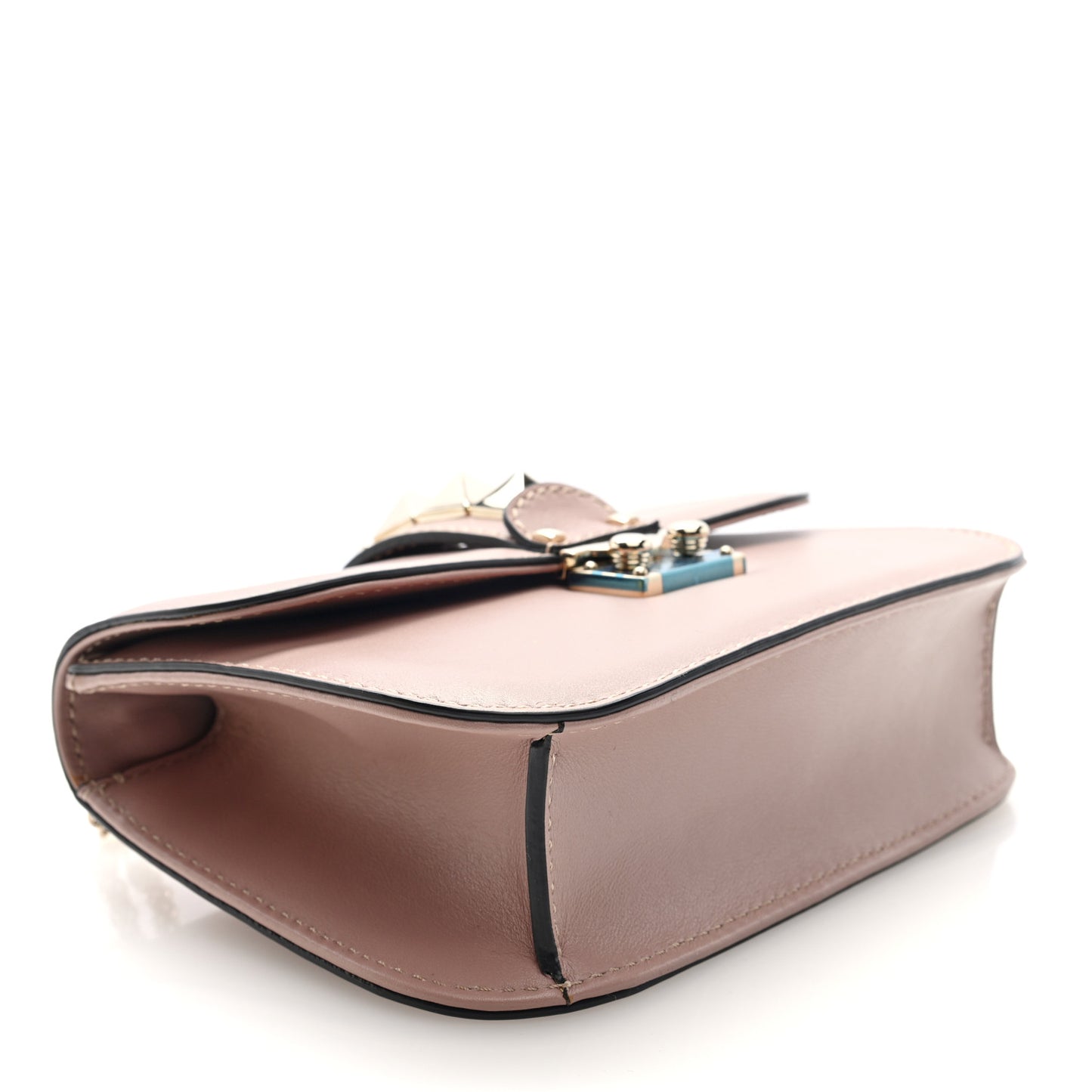 Vitello Small Glam Lock Rockstud Flap Poudre