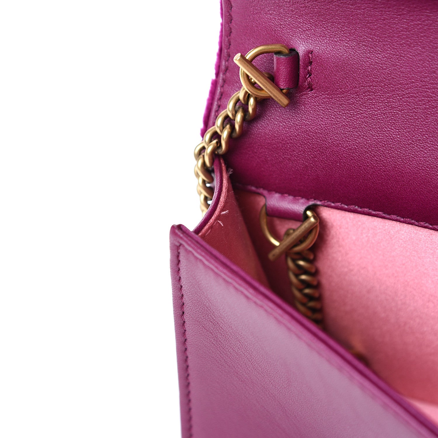 Gucci Velvet Matelasse GG Marmont Mini Bag Fuchsia Violet Cyclamen 6 of 12