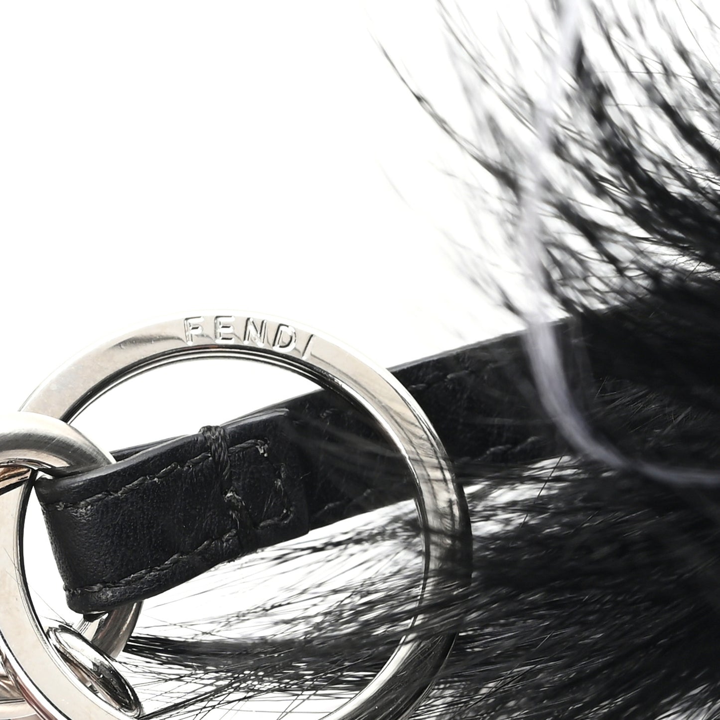 Cuoio Romano Goat Fox Fur Metal Stitch Triangle Monster Eyes Cube Bag Charm Black White