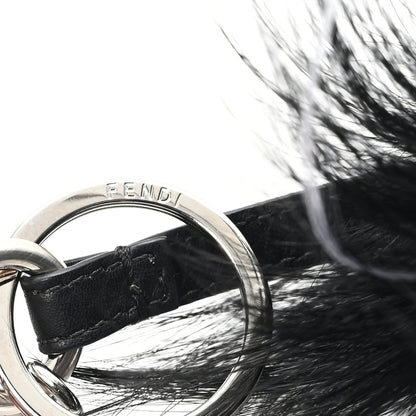 Fendi Cuoio Romano Goat Fox Fur Metal Stitch Triangle Monster Eyes Cube Bag Charm Black White 3 of 5