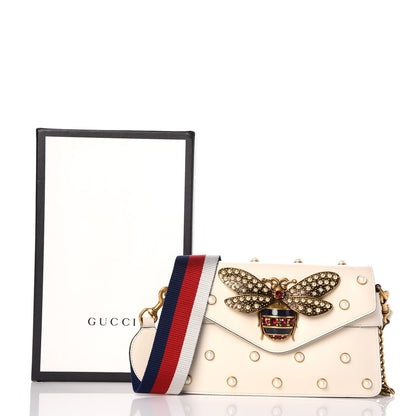 Gucci Nappa Pearl Studded Mini Queen Margaret Broadway Shoulder Bag Mystic White 9 of 9