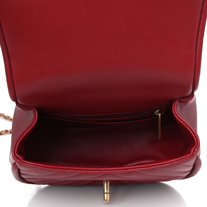 Chanel Lambskin Reverse Chevron Quilted Mini Round Top Handle Flap Red 4 of 4