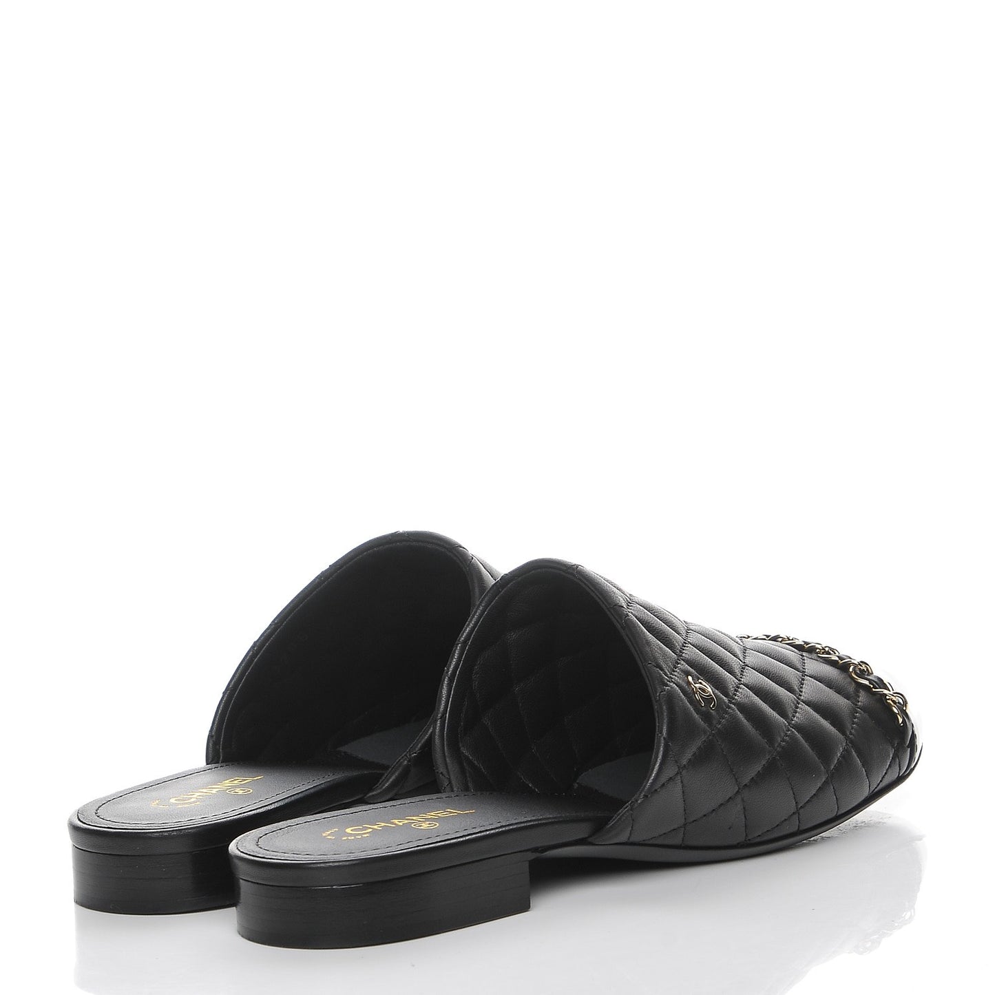 Calfskin Quilted CC Chain Mules 39 Black