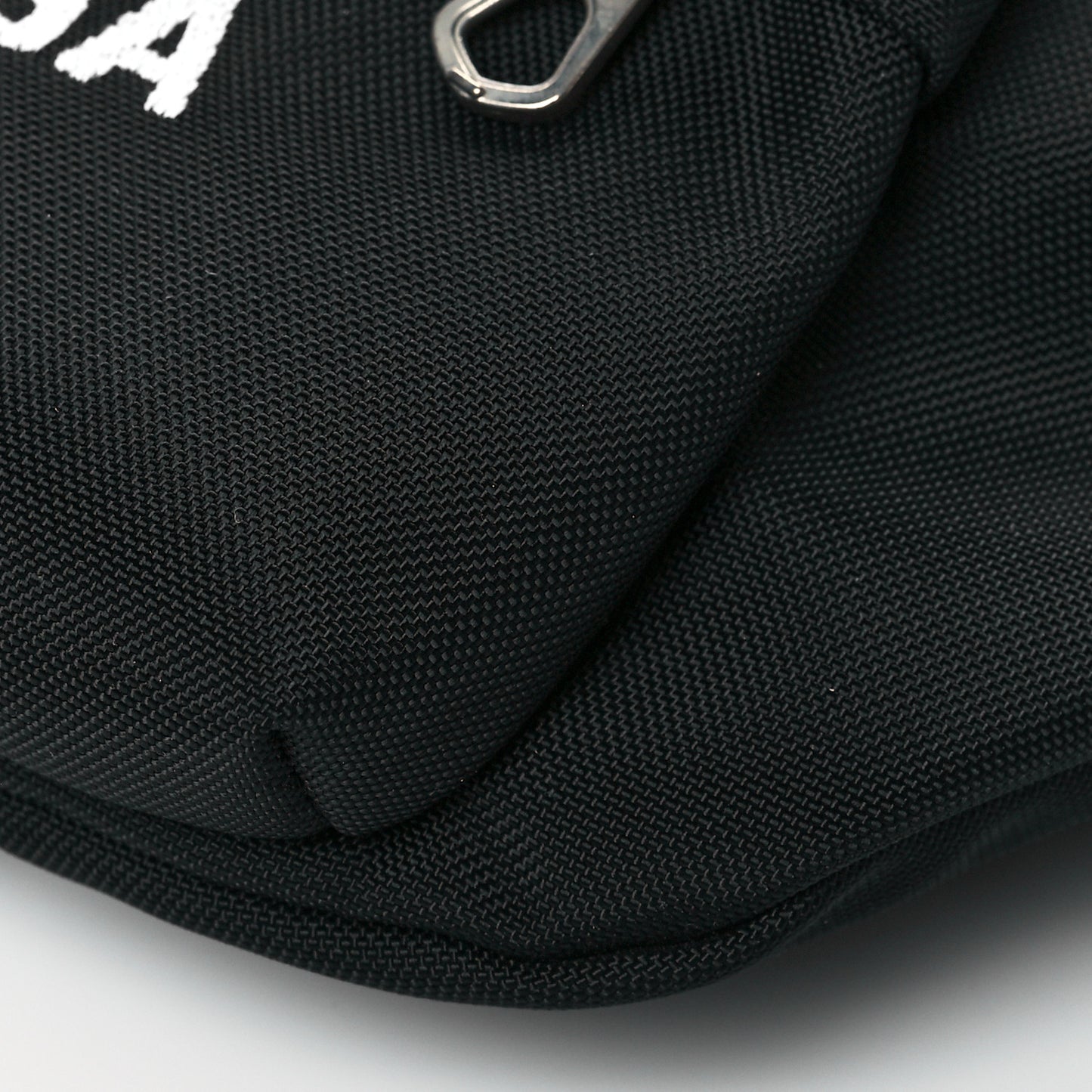 Sport Nylon Logo Embroidered Wheel Belt Bag Black White