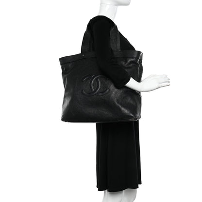 Chanel Goatskin Perforated Large CC Tote Black 2 of 16