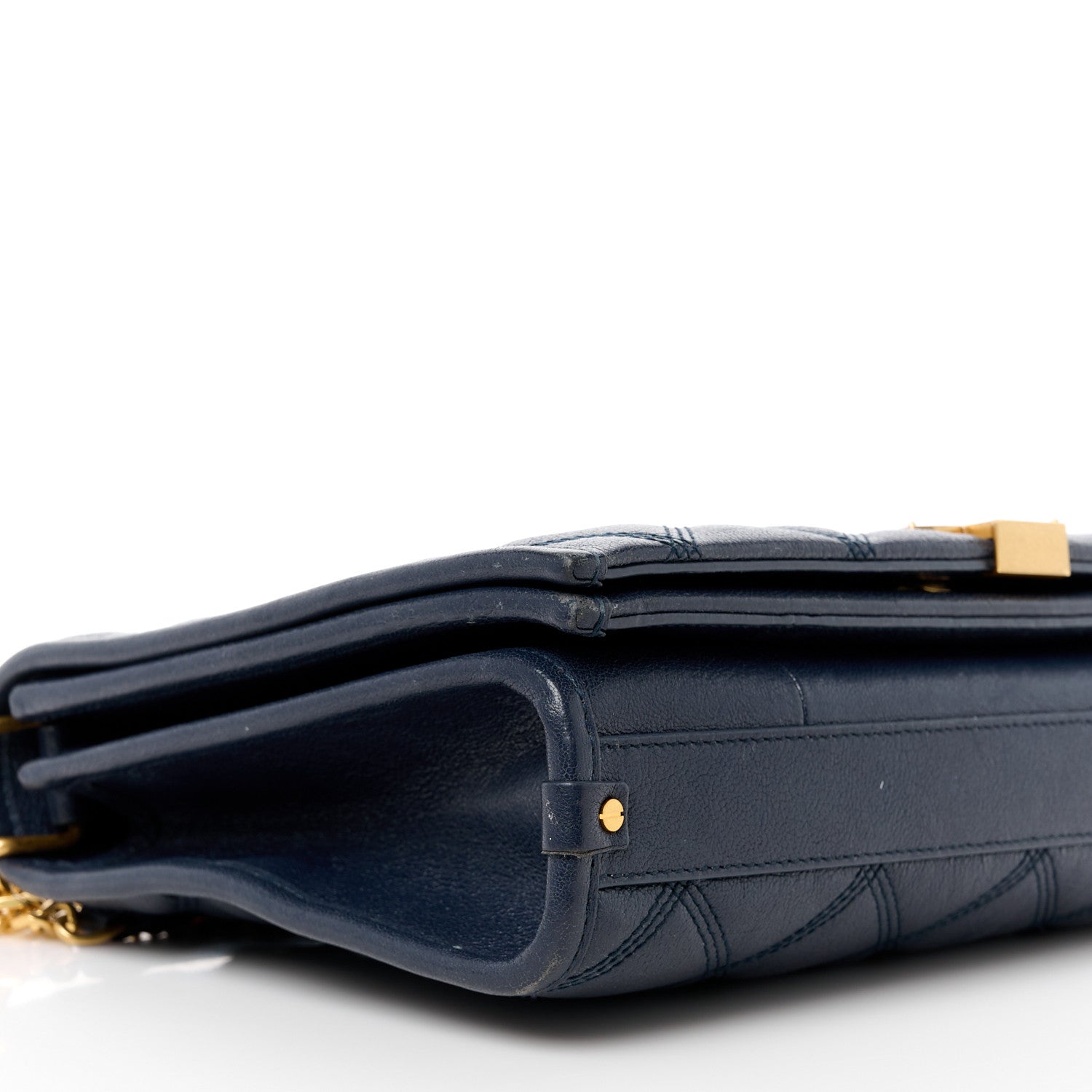 Saint Laurent Lambskin Quilted Mini Becky Chain Bag Blue Charron 10 of 11