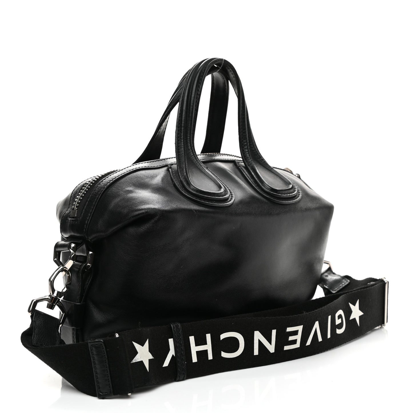 Waxed Calfskin Medium Nightingale Logo Strap Black