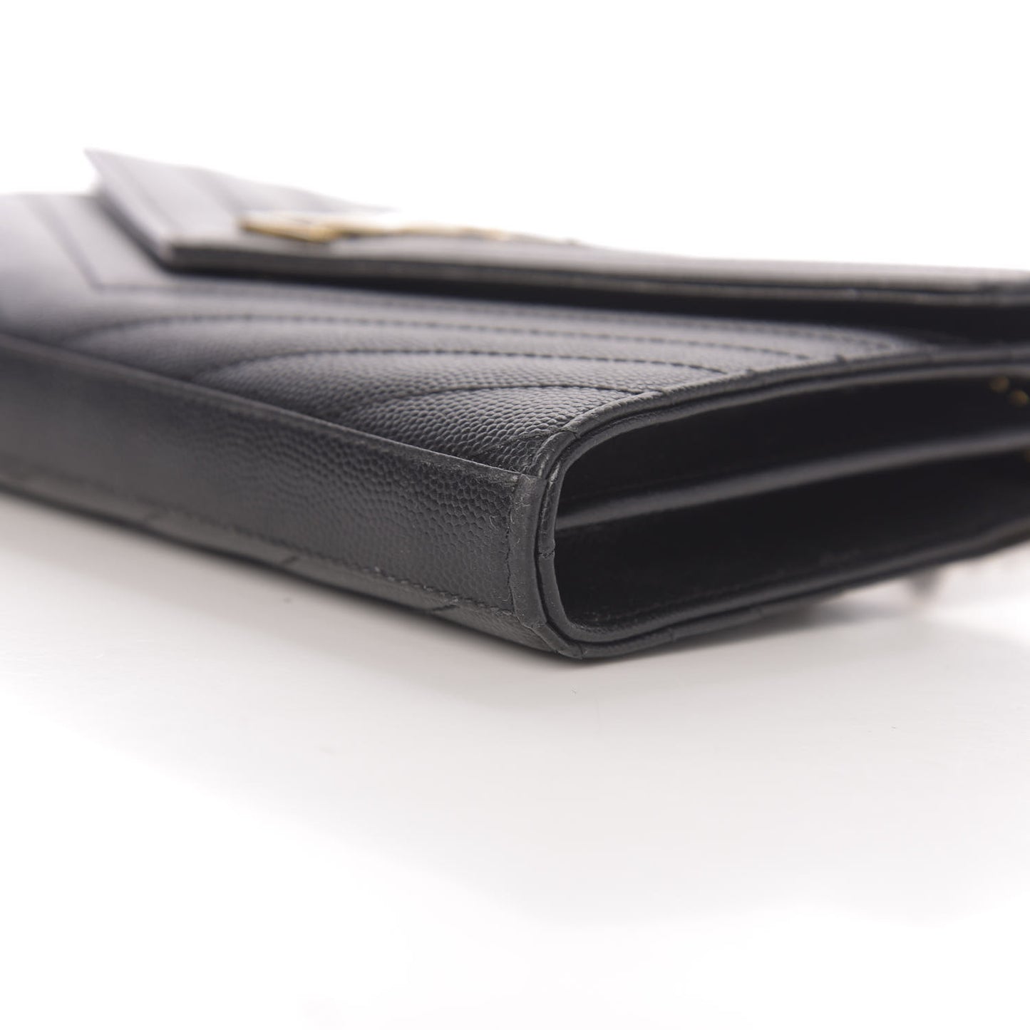 Grain De Poudre Matelasse Chevron Monogram Chain Wallet Black