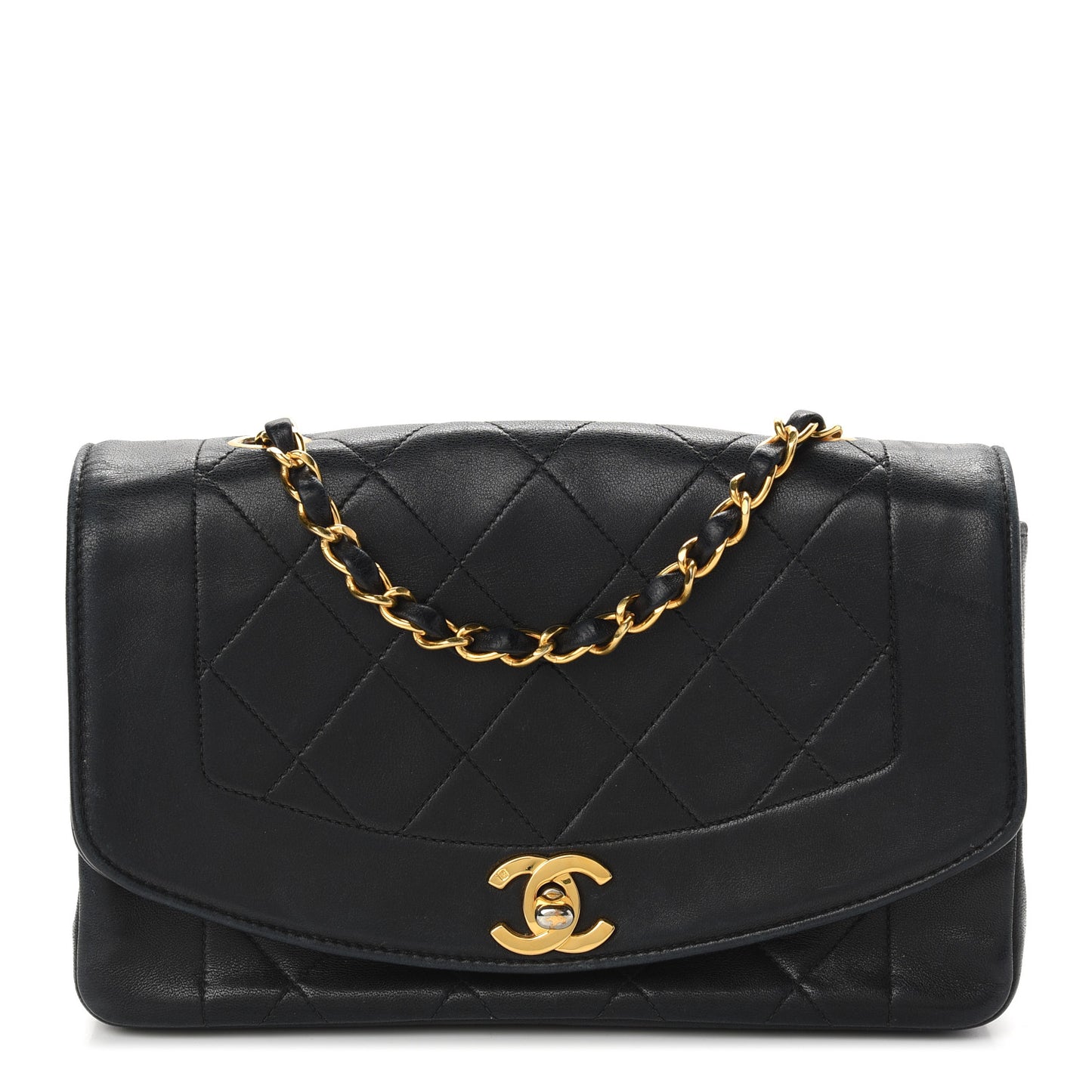 Lambskin Quilted Medium Single Flap Black
