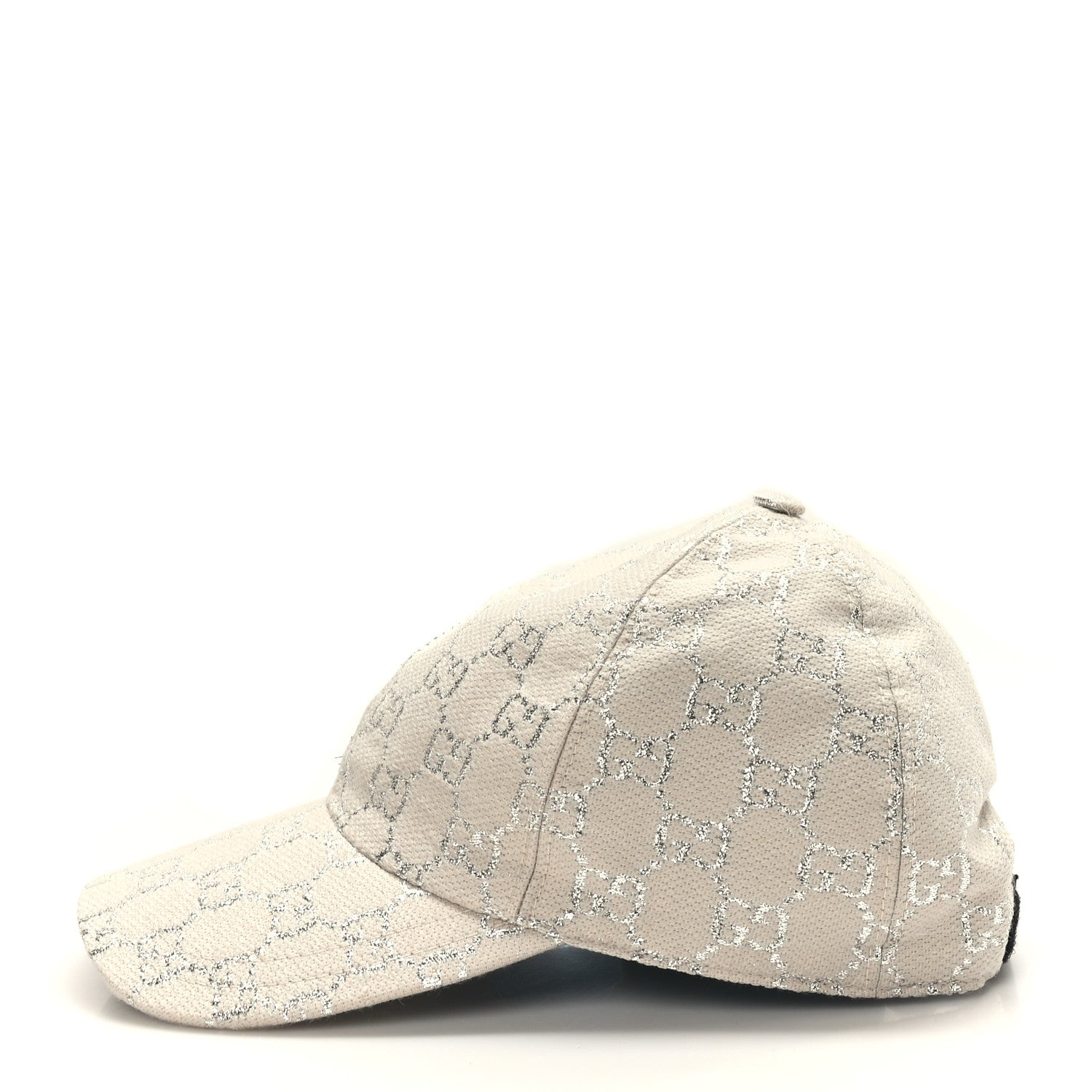 Gucci Canvas Lame GG Monogram Rush Baseball Hat L Gardenia Silver 3 of 8