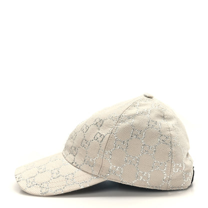 Gucci Canvas Lame GG Monogram Rush Baseball Hat L Gardenia Silver 3 of 8