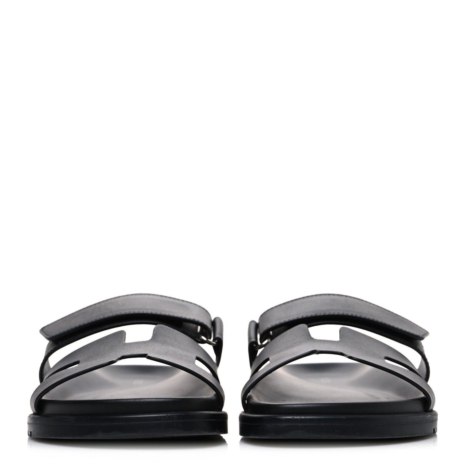 Hermes Calfskin Womens Chypre Sandals 37.5 Black 3 of 10