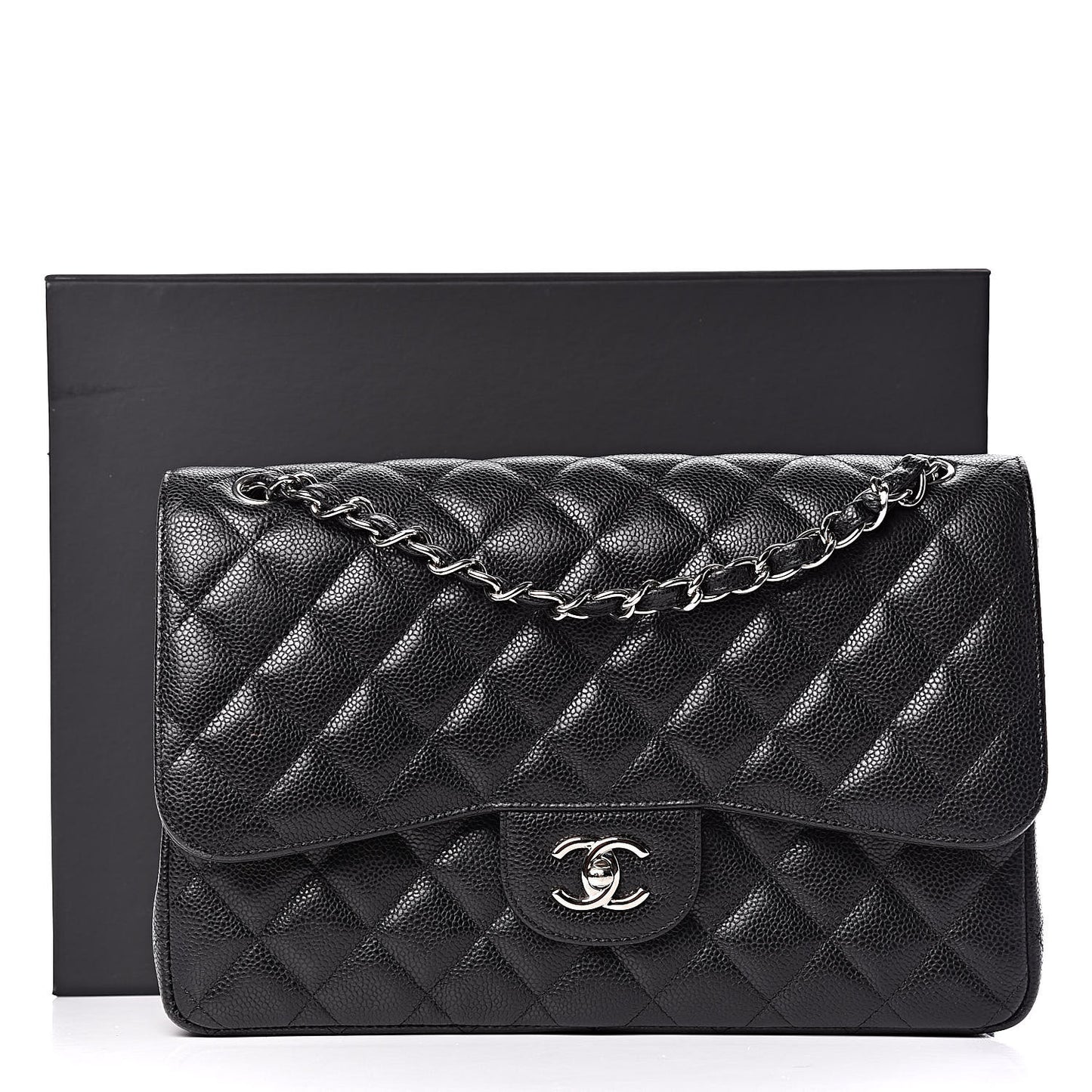 Caviar Quilted Jumbo Double Flap Black