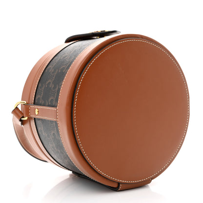 Celine Calfskin Triomphe Canvas Medium Tambour Bag Tan 4 of 11