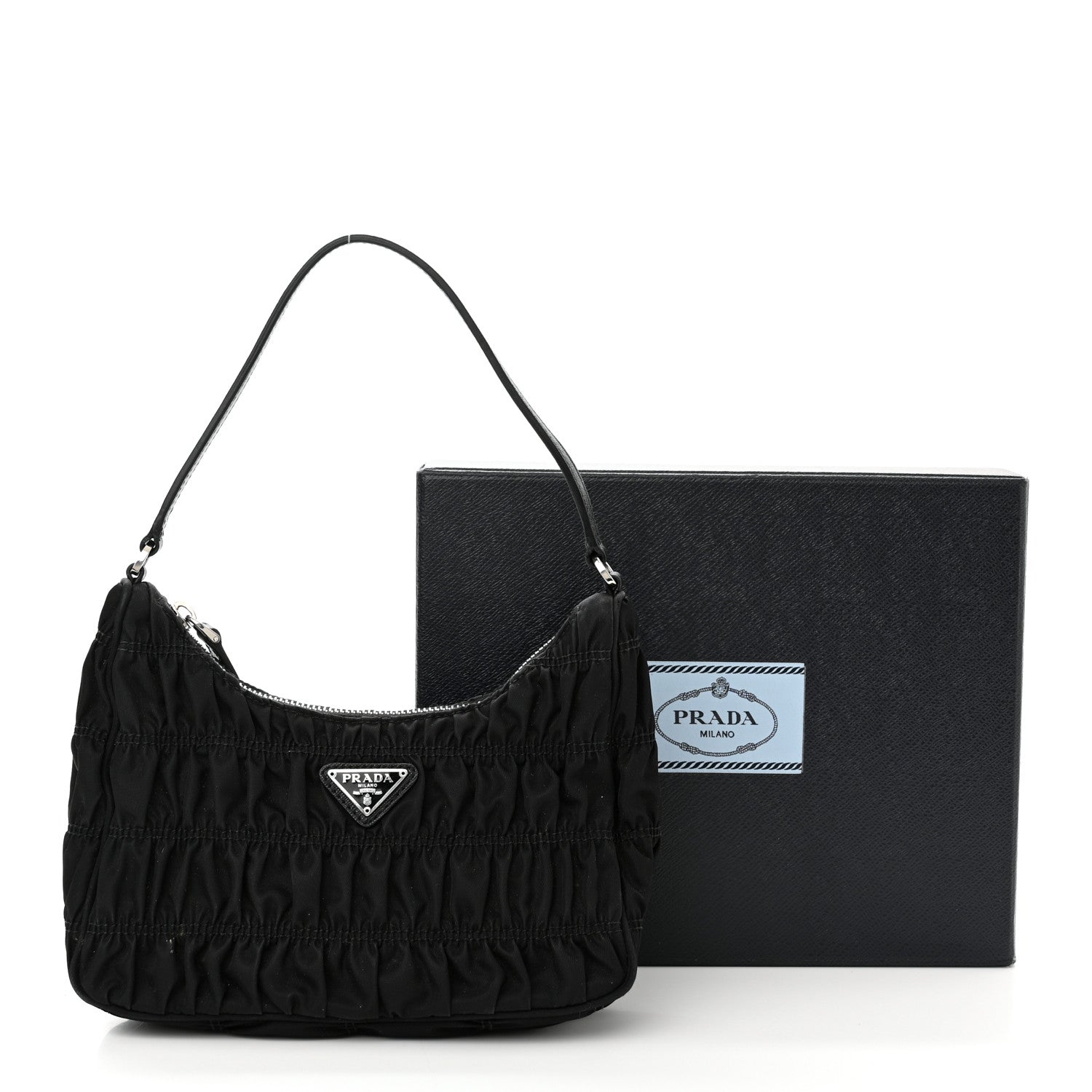 Prada Tessuto Nylon Gaufre Shoulder Bag Black 10 of 10