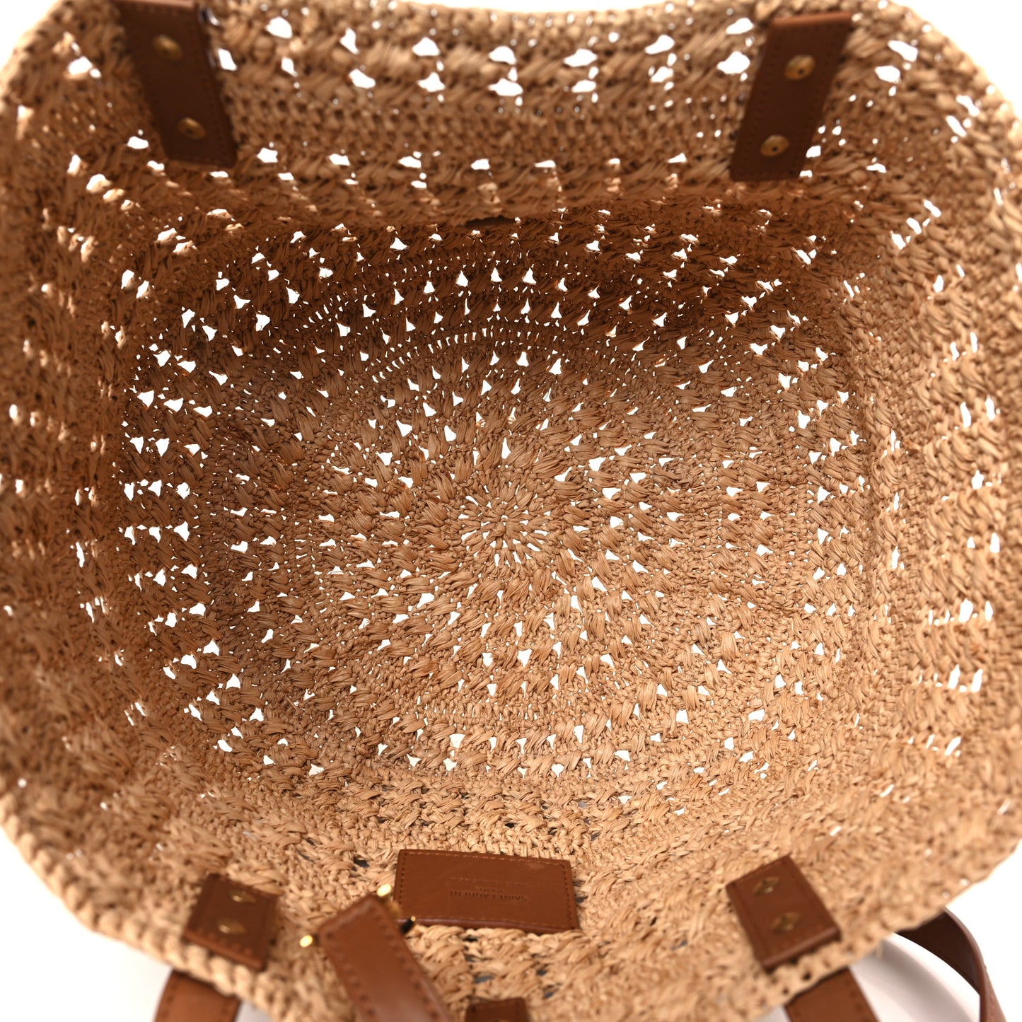 Raffia Calfskin Small Panier Tote Naturel