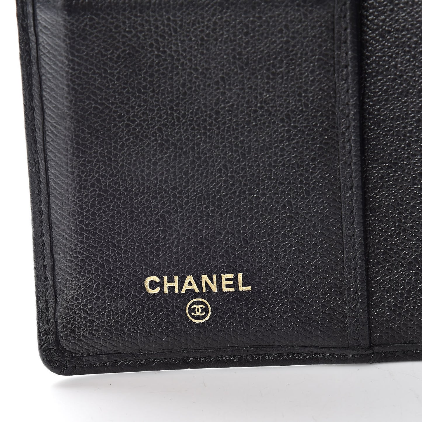 Grained Calfskin Yen Wallet Black