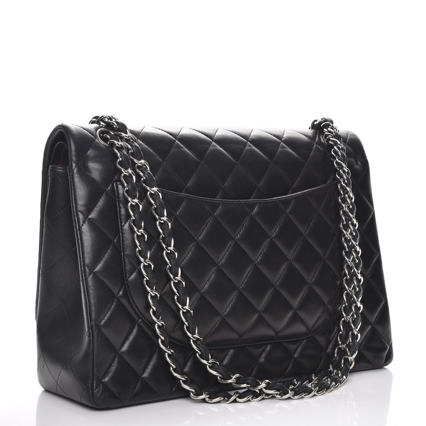 Lambskin Quilted Maxi Double Flap Black