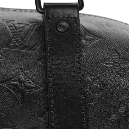 Louis Vuitton Calfskin Shadow Monogram Keepall Bandouliere 50 Black 13 of 14