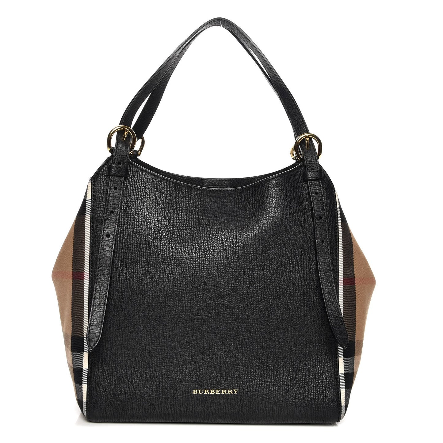 Grainy Calfskin House Check Small Canterbury Black