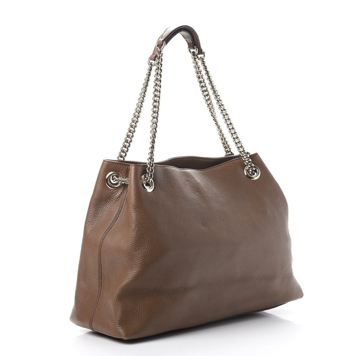 Pebbled Calfskin Medium Soho Chain Shoulder Bag Maple Brown