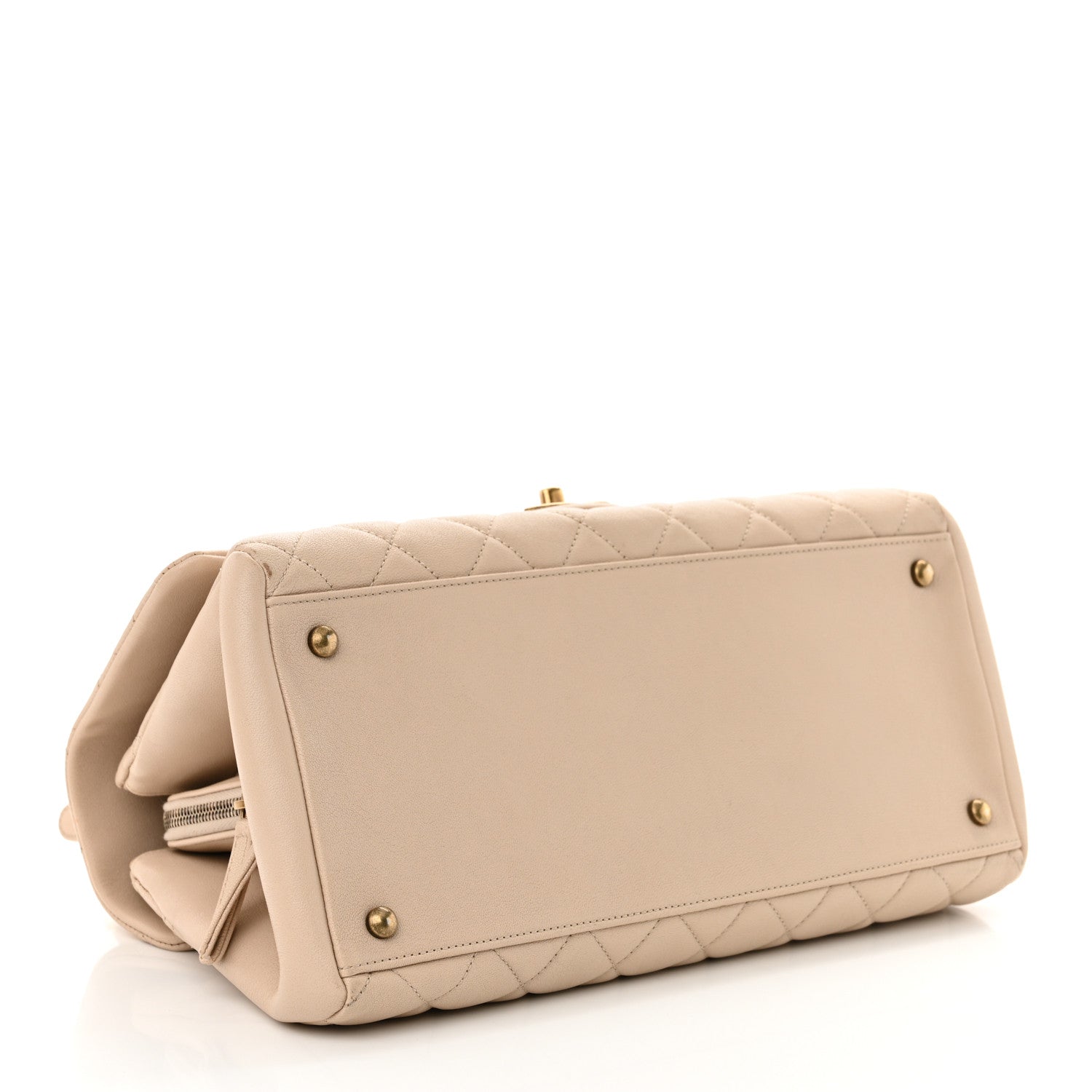 Chanel Shiny Sheepskin Quilted Large Trapezio Flap Beige 4 of 14