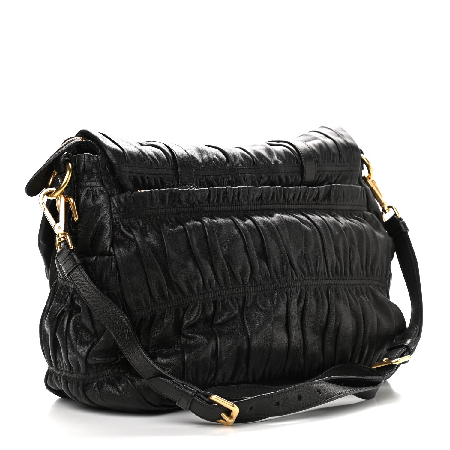 Prada Nappa Gaufre Messenger Tote Black 3 of 12