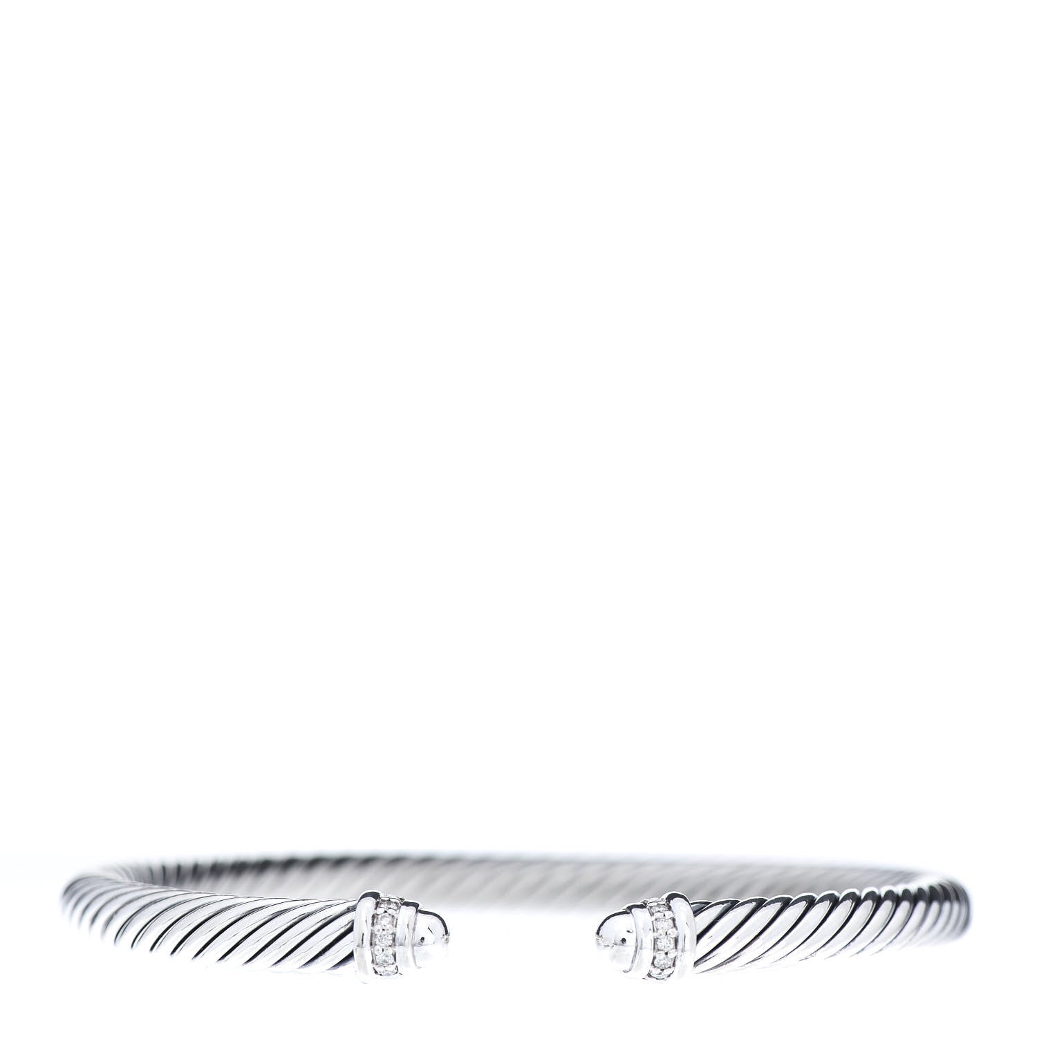 David Yurman Sterling Silver Diamond 5mm Cable Classics Dome Bracelet 1 of 5