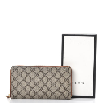 Gucci GG Supreme Monogram Cuoio Toscano Zip Around Organizer Wallet Beige Ebony Cuir 8 of 8