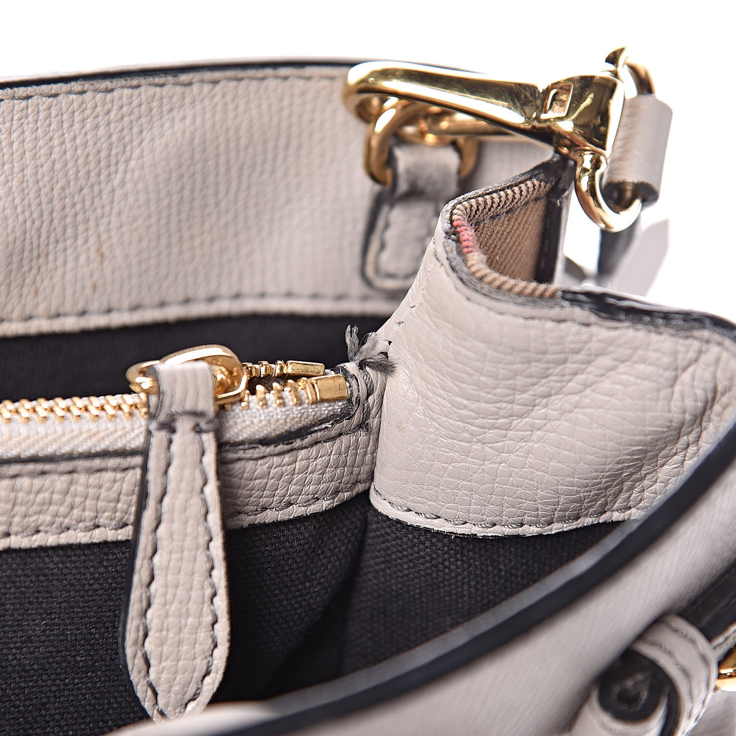 Burberry Derby Calfskin House Check Medium Banner Tote Pale Grey 13 of 18