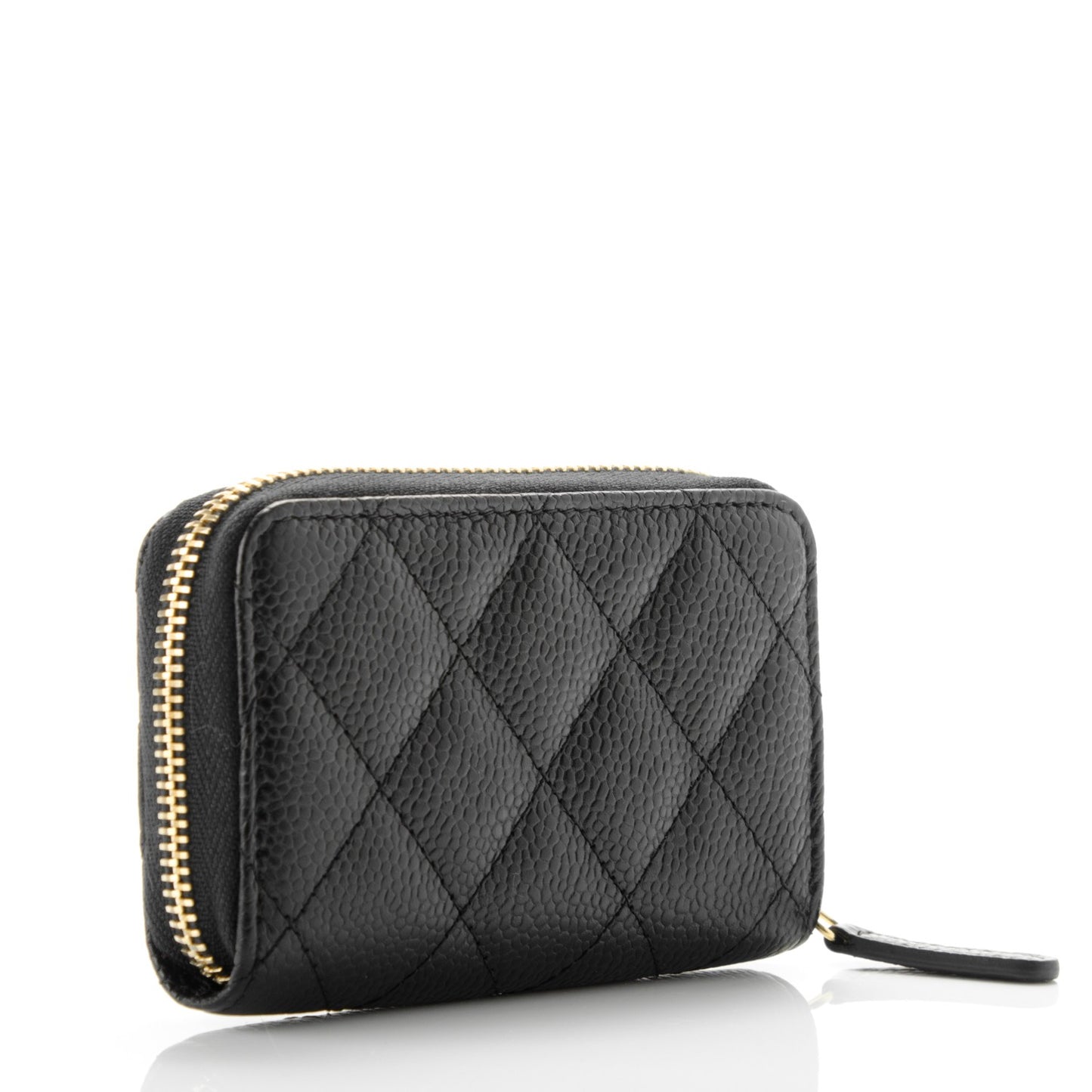 Caviar Quilted Zip Coin Purse Black