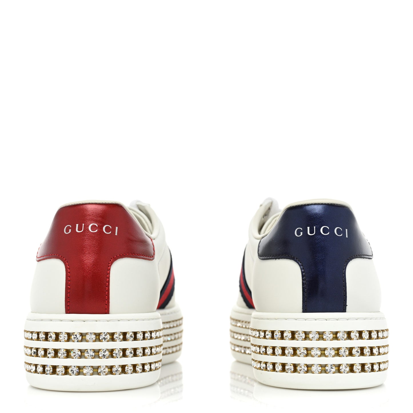 Calfskin Crystal Web Bee Embroidered Womens Ace Platform Sneakers 38 White