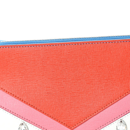 Fendi Vitello Elite Crystal Eye Monster Zip Pouch Royal Blue Papavero Multicolor 9 of 10