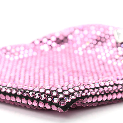 Prada Satin Crystal Metal Triangle Logo Chain Crossbody Handbag Rosa 9 of 9