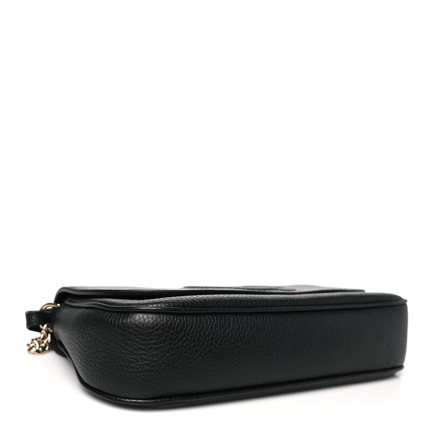 Pebbled Calfskin Medium Soho Flap Crossbody Black