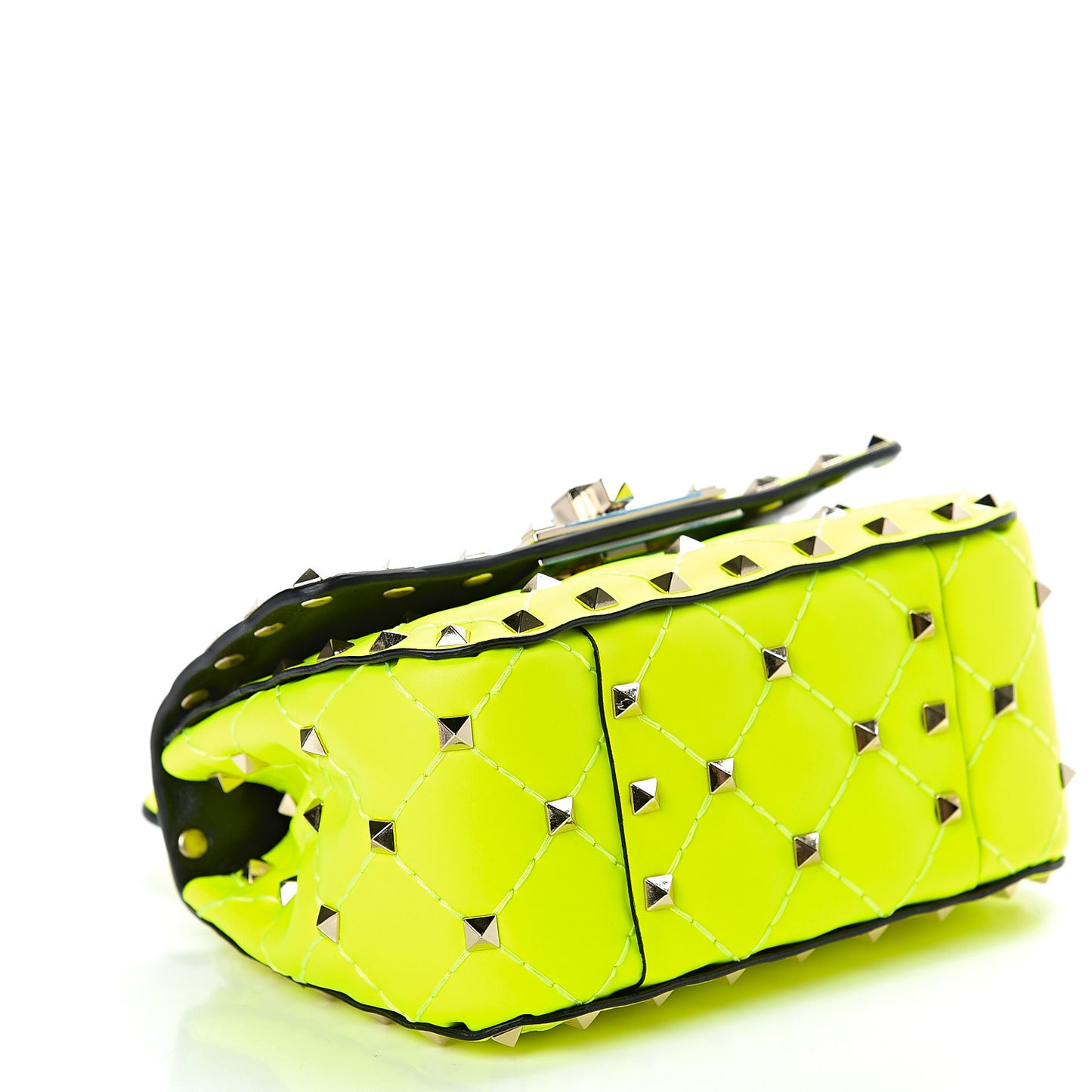 Calfskin Micro Rockstud Spike Shoulder Bag Lime