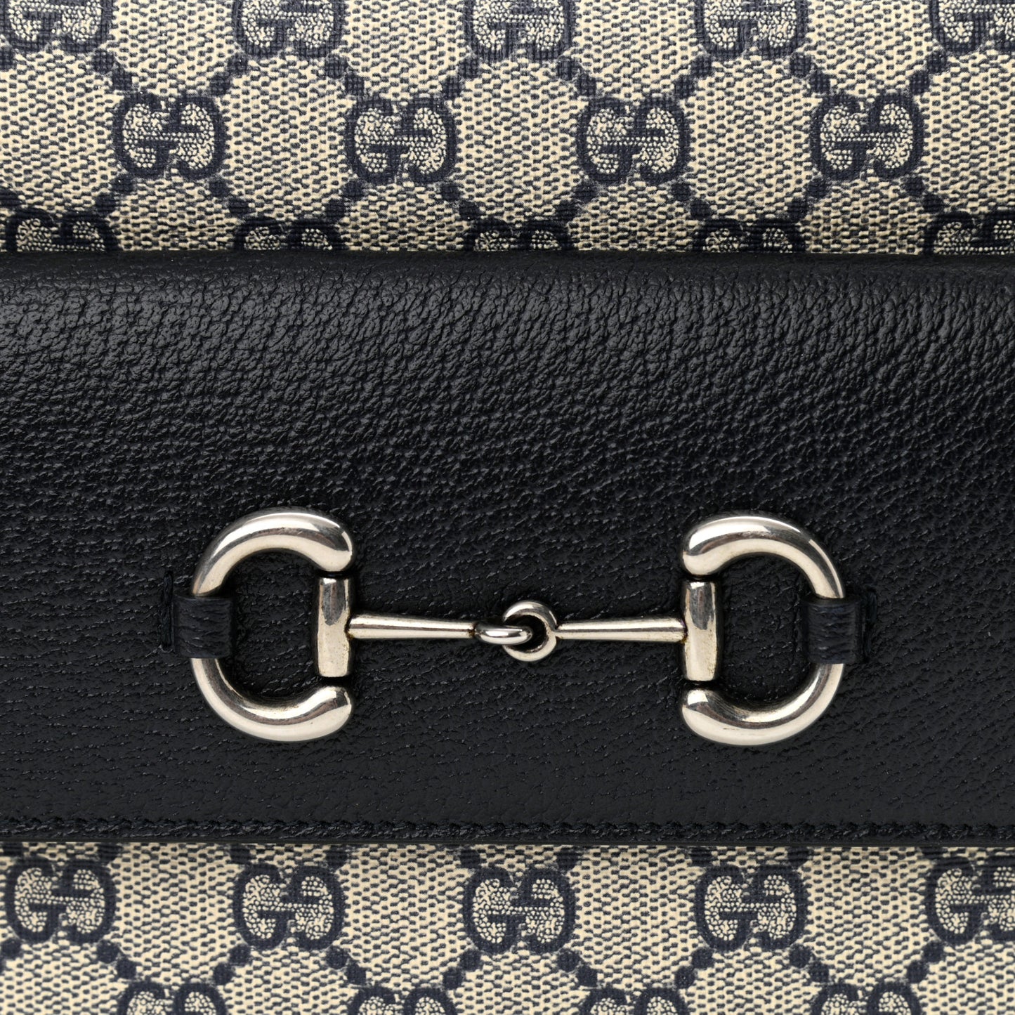 GG Supreme Monogram Textured Dollar Calfskin Small Horsebit 1955 Shoulder Bag Beige Blue