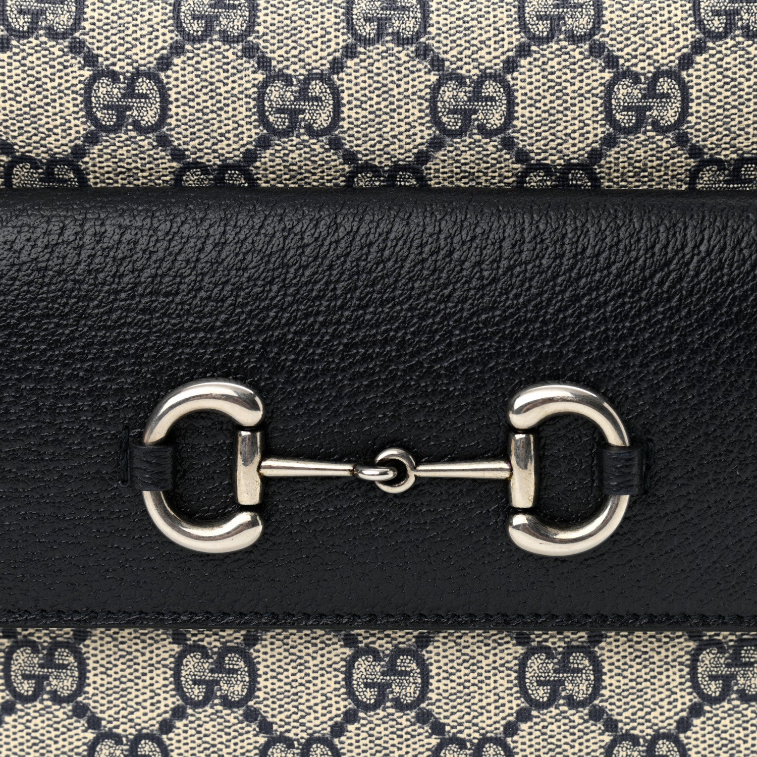 Gucci GG Supreme Monogram Textured Dollar Calfskin Small Horsebit 1955 Shoulder Bag Beige Blue 8 of 10