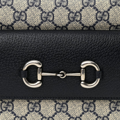 Gucci GG Supreme Monogram Textured Dollar Calfskin Small Horsebit 1955 Shoulder Bag Beige Blue 8 of 10