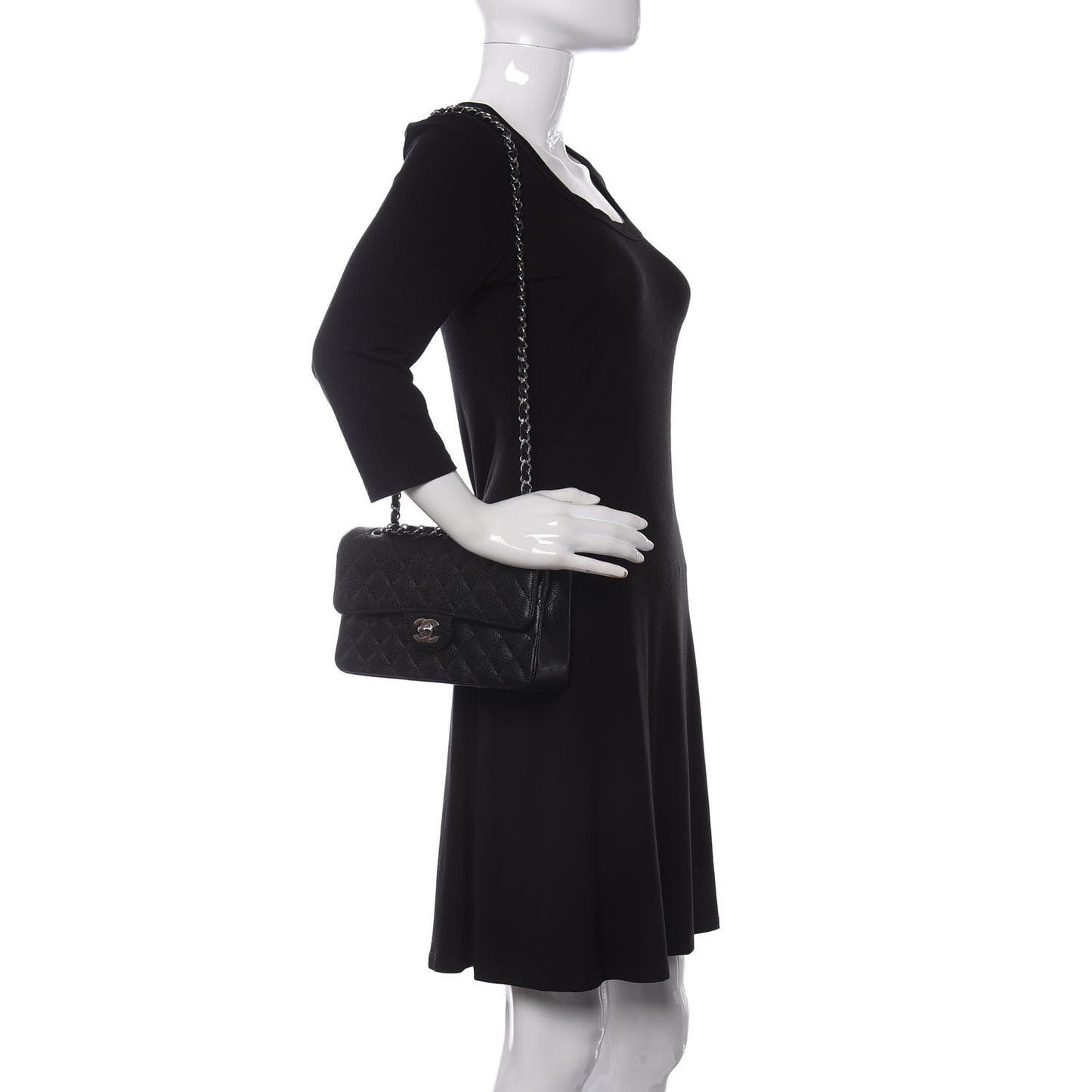 Caviar Quilted Small Double Flap Black
