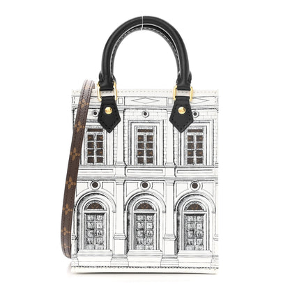 Louis Vuitton X FORNASETTI Calfskin Architettura Petit Sac Plat Black White 1 of 10