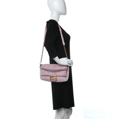 Fendi Velvet FF Embossed Baguette Rosa Confetti 2 of 15