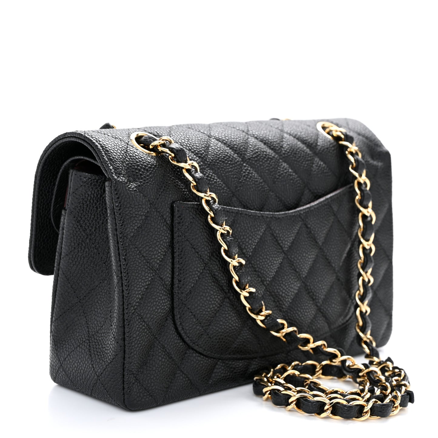 Caviar Quilted Small Double Flap Black